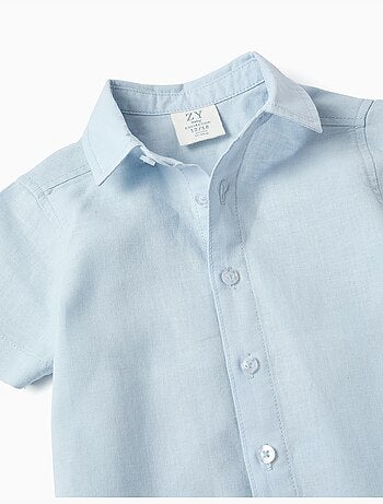 Chemise à manches courtes en lin et coton