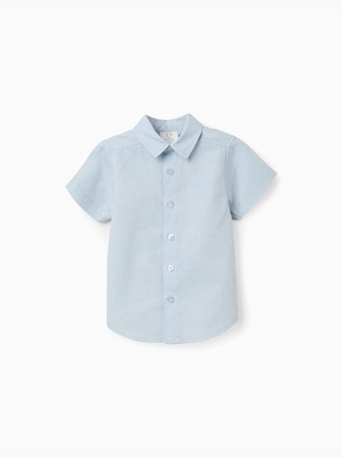Chemise à manches courtes en lin et coton - Kiabi