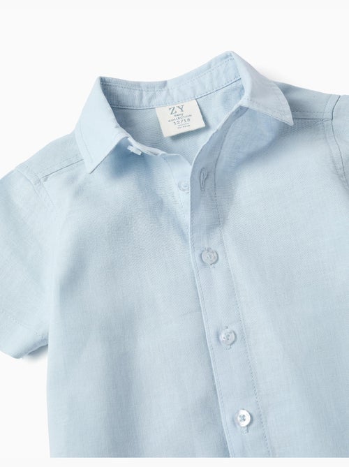 Chemise à manches courtes en lin et coton - Kiabi
