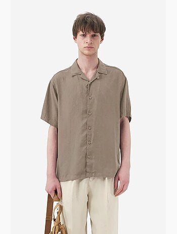 Chemise à manches courtes en lin mélangé avec fermeture boutonnée giesto