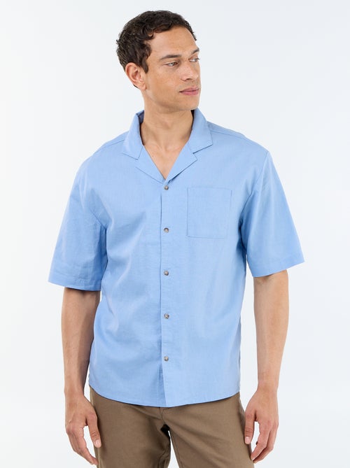 Chemise à manches courtes en lin mélangé avec poche poitrine - Kiabi