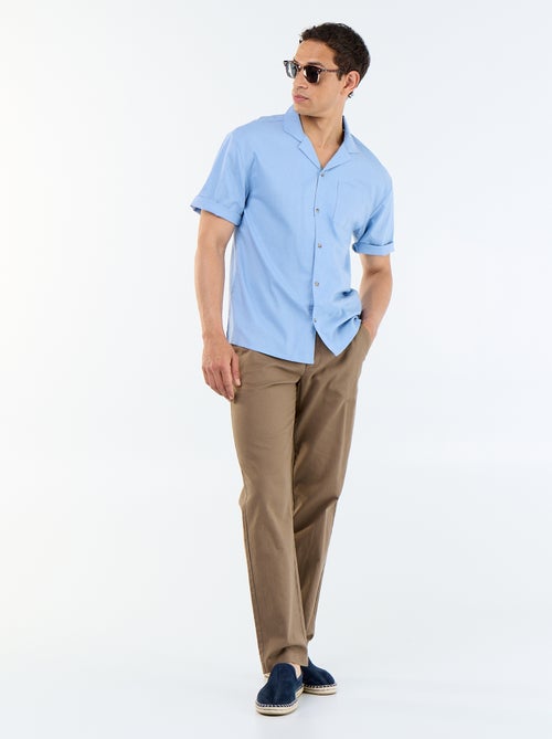 Chemise à manches courtes en lin mélangé avec poche poitrine - Kiabi