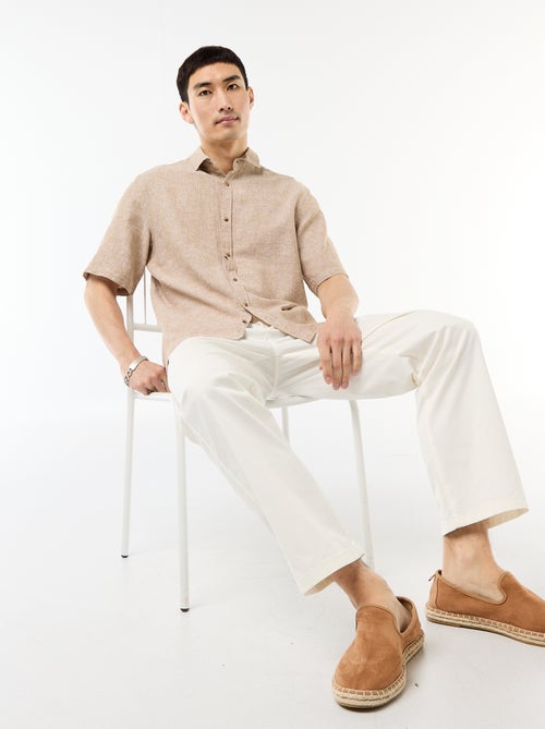 Chemise à manches courtes en lin mélangé - Kiabi