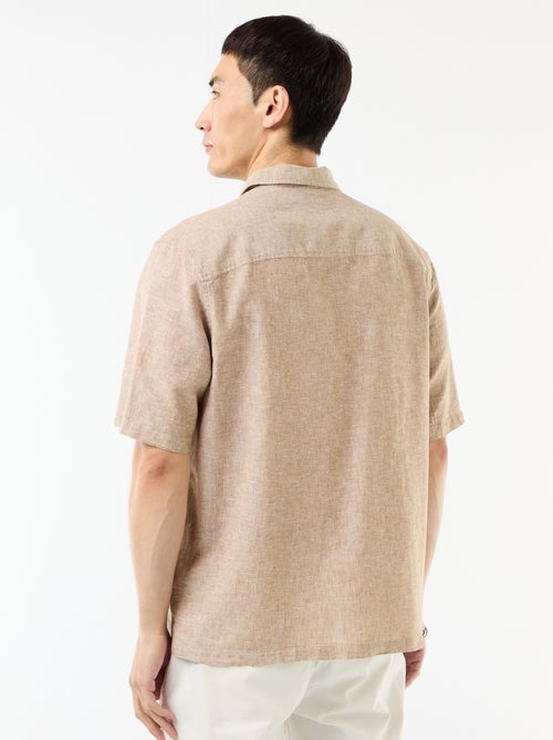 Chemise à manches courtes en lin mélangé - Kiabi