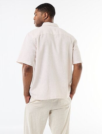 Chemise à manches courtes en lin mélangé