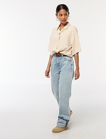 Chemise à manches courtes en lin mélangé