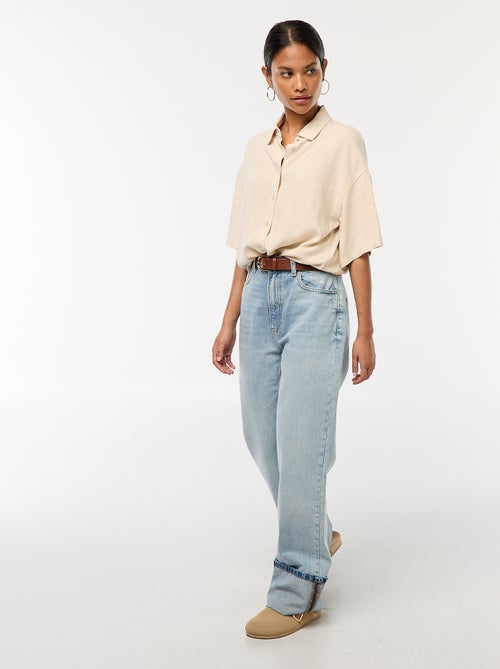 Chemise à manches courtes en lin mélangé - Kiabi