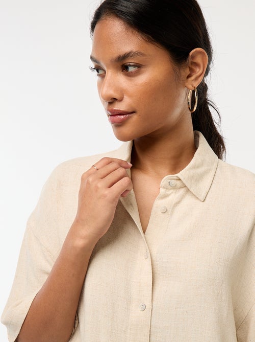 Chemise à manches courtes en lin mélangé - Kiabi