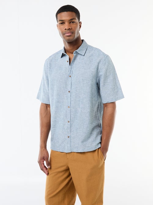 Chemise à manches courtes en lin mélangé - Kiabi Chemise à manches courtes en lin mélangé - Kiabi