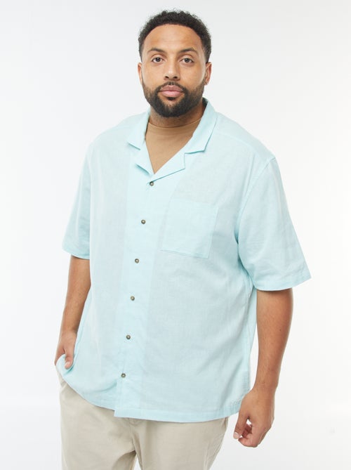 Chemise à manches courtes en lin mélangé - Kiabi