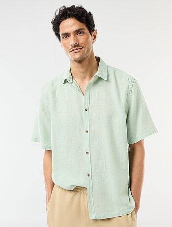 Chemise à manches courtes en lin mélangé