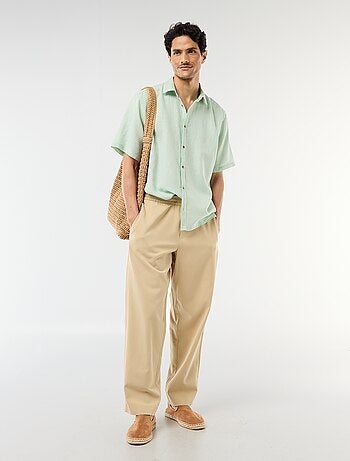 Chemise à manches courtes en lin mélangé