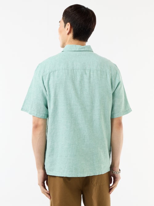 Chemise à manches courtes en lin mélangé - Kiabi