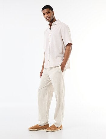 Chemise à manches courtes en lin mélangé
