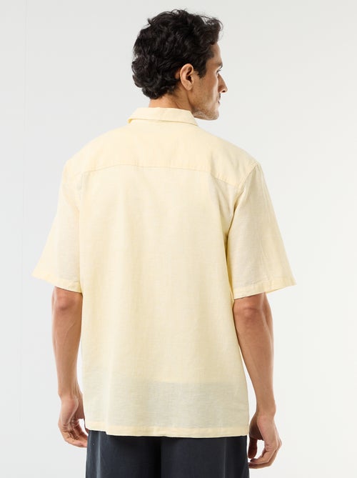 Chemise à manches courtes en lin mélangé - Kiabi