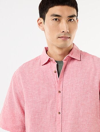 Chemise à manches courtes en lin mélangé