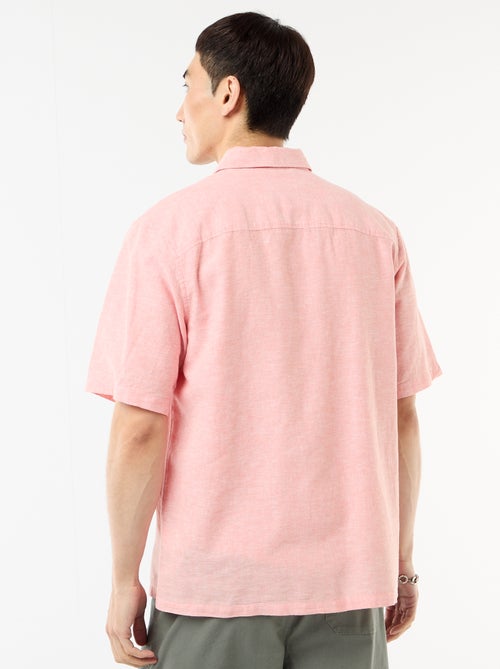 Chemise à manches courtes en lin mélangé - Kiabi