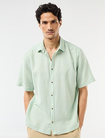 Chemise à manches courtes en lin mélangé