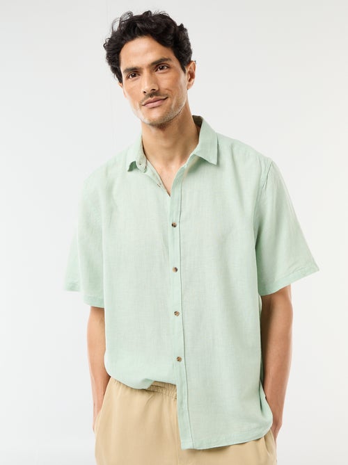 Chemise à manches courtes en lin mélangé - Kiabi Chemise à manches courtes en lin mélangé - Kiabi