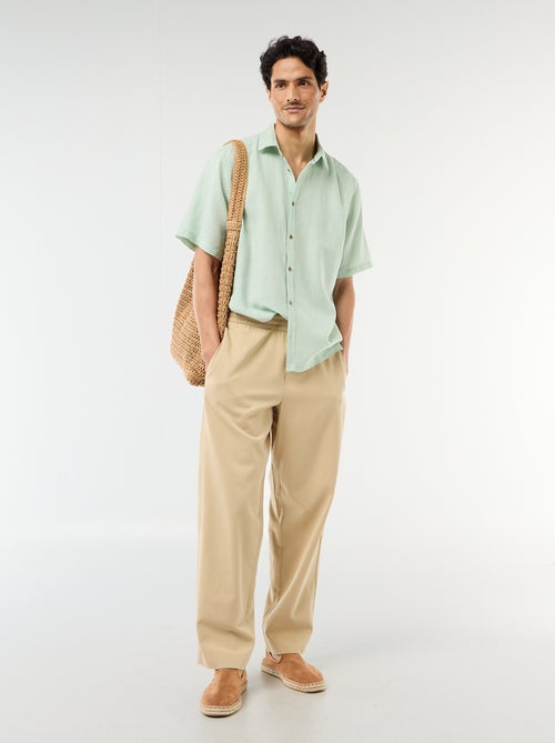 Chemise à manches courtes en lin mélangé - Kiabi Chemise à manches courtes en lin mélangé - Kiabi