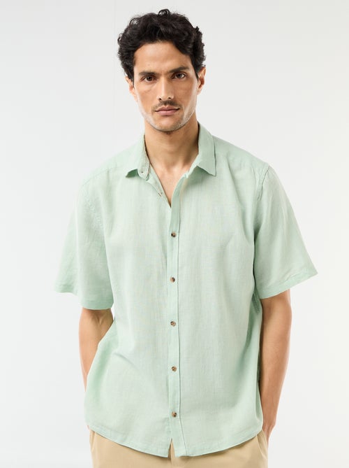 Chemise à manches courtes en lin mélangé - Kiabi Chemise à manches courtes en lin mélangé - Kiabi