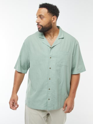 Chemise à manches courtes en lin mélangé