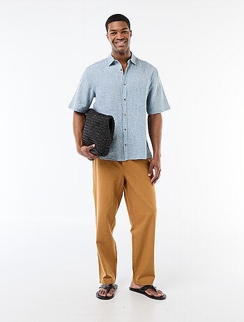 Chemise à manches courtes en lin mélangé