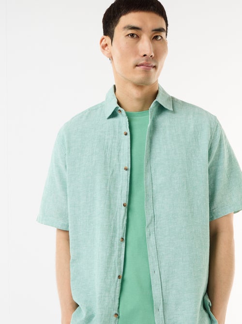 Chemise à manches courtes en lin mélangé - Kiabi Chemise à manches courtes en lin mélangé - Kiabi