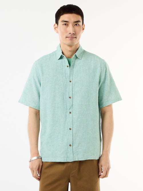 Chemise à manches courtes en lin mélangé - Kiabi Chemise à manches courtes en lin mélangé - Kiabi