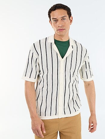 Chemise à manches courtes en maille ajourée