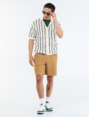Chemise à manches courtes en maille ajourée