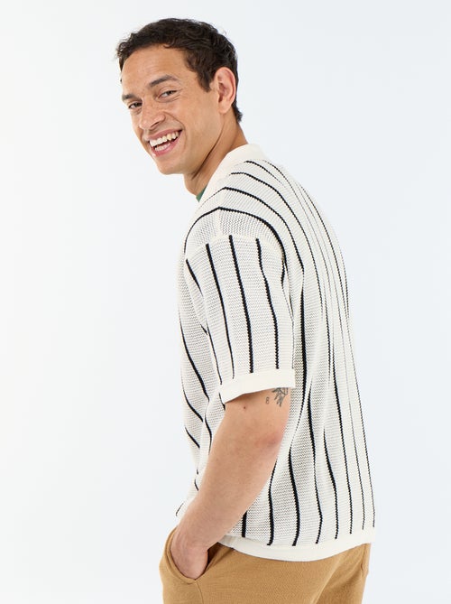 Chemise à manches courtes en maille ajourée - Kiabi