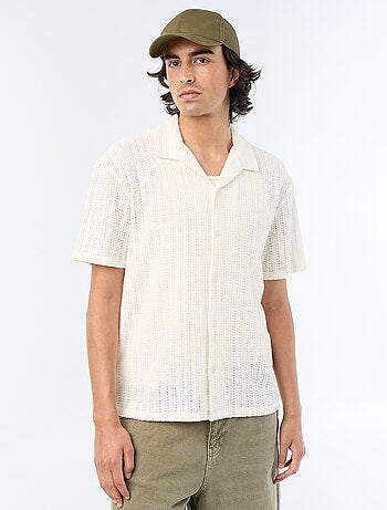 Chemise à manches courtes en maille ajourée