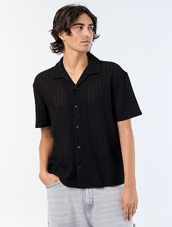 Chemise à manches courtes en maille ajourée