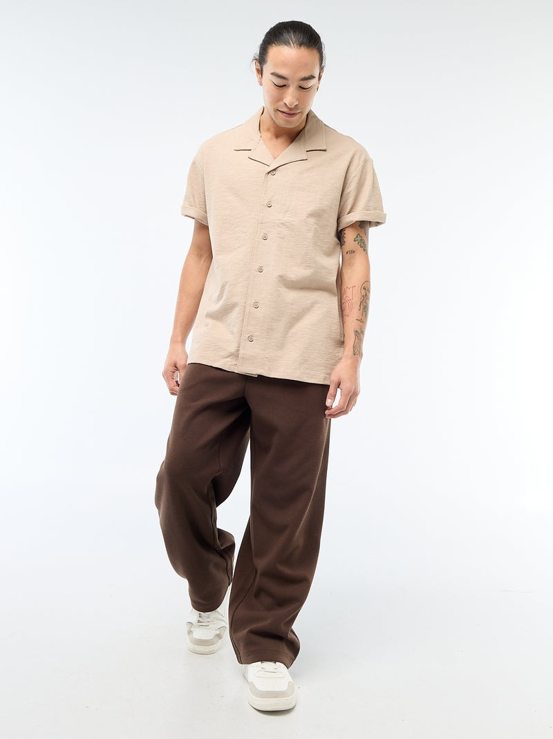 Chemise à manches courtes en maille Beige - Kiabi