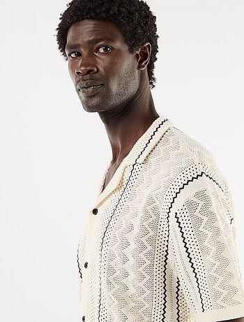 Chemise à manches courtes en maille fantaisie