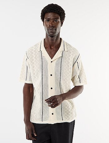 Chemise à manches courtes en maille fantaisie