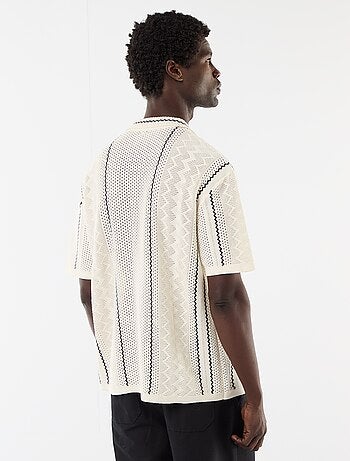 Chemise à manches courtes en maille fantaisie