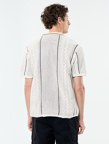 Chemise à manches courtes en maille fantaisie