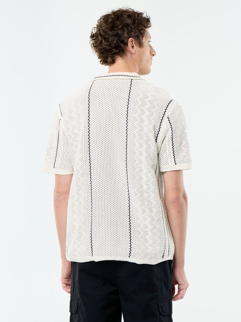 Chemise à manches courtes en maille fantaisie Beige - Kiabi