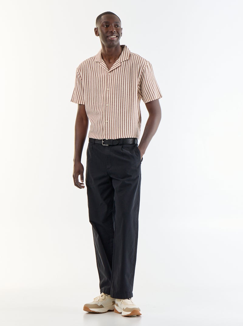 Chemise à manches courtes en maille fantaisie Blanc - Kiabi