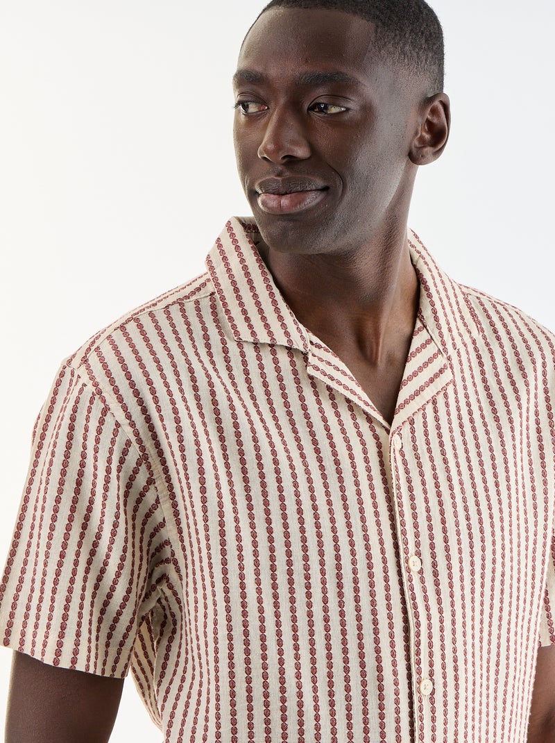 Chemise à manches courtes en maille fantaisie Blanc - Kiabi