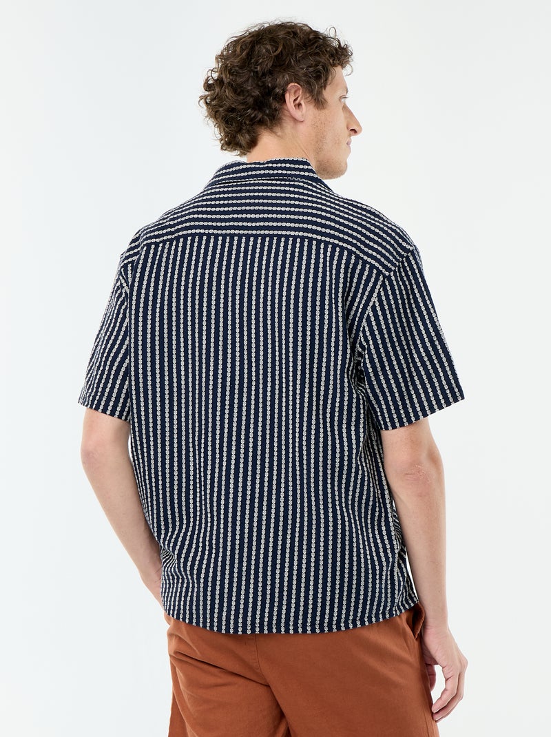 Chemise à manches courtes en maille fantaisie Bleu - Kiabi