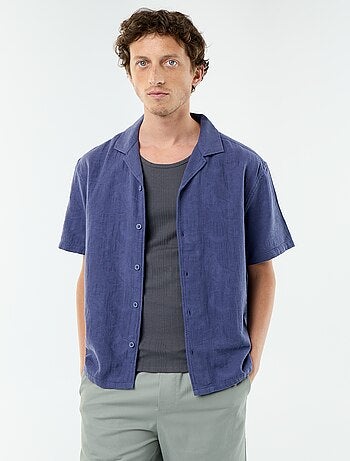 Chemise à manches courtes en maille fantaisie