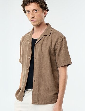 Chemise à manches courtes en maille fantaisie