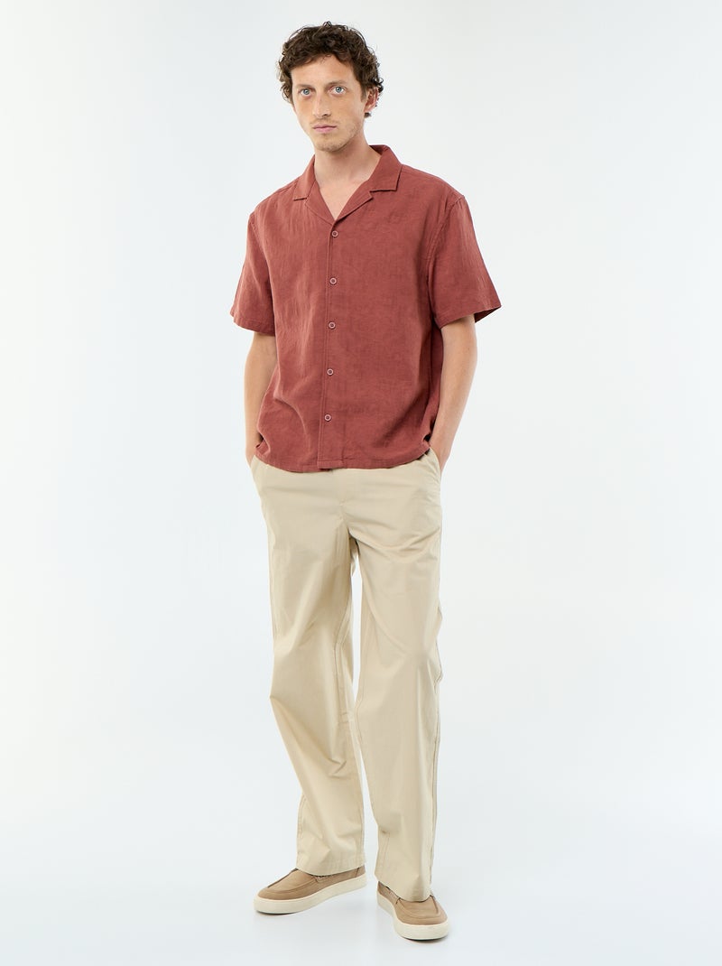 Chemise à manches courtes en maille fantaisie Marron - Kiabi