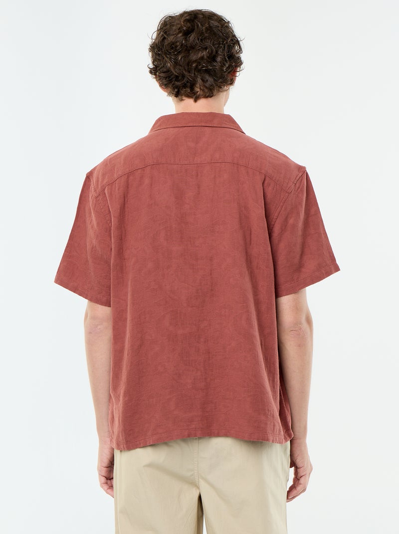 Chemise à manches courtes en maille fantaisie Marron - Kiabi