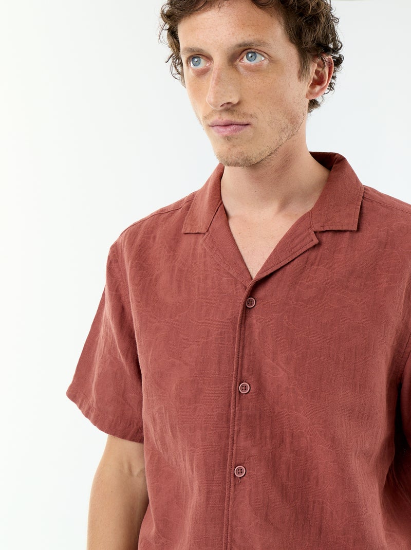 Chemise à manches courtes en maille fantaisie Marron - Kiabi
