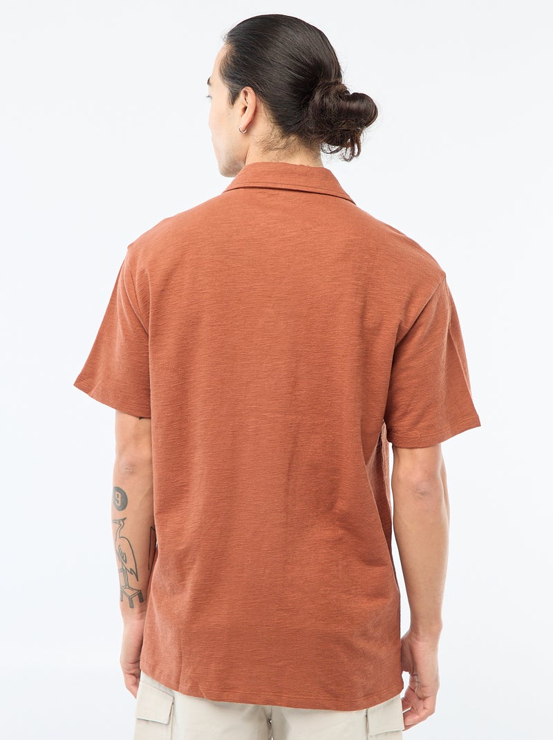 Chemise à manches courtes en maille Marron - Kiabi