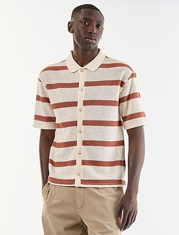 Chemise à manches courtes en matière ajourée